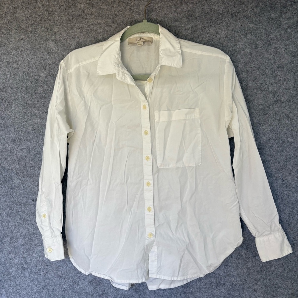 Loft petites classic white button down shirt xxsp